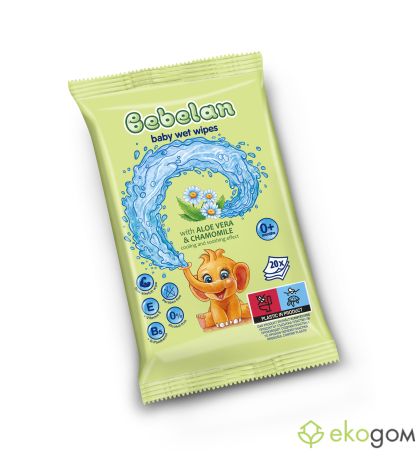 Влажни кърпи BEBELAN с Алое и Лайка 20 бр/пак. - MK-BAL20