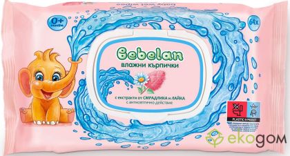 Влажни кърпи BEBELAN със Смрадлика и Лайка 64 бр/пак. - MK BSLK64