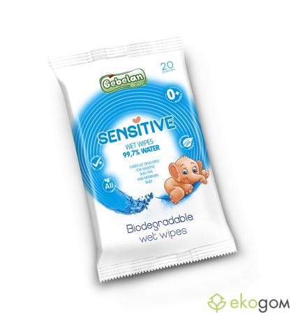 BEBELAN SENSITIVE Биоразградими влажни кърпи 99,7% вода 20 бр./пак. / MK BSW20