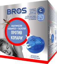 BROS – mosquito plug-in vaporizer + 10 refill mats  / Art.№ BS 010